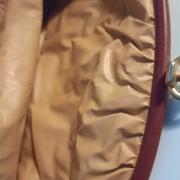Leather Burgundy Purse Made in Italy - Picture 4 of 5